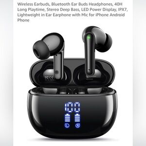 Bluetooth Earbuds with LED Display, Wireless HIFI Stereo